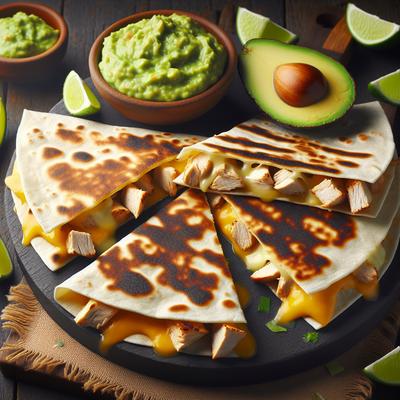 Image of Smoky Cheese and Chicken Quesadillas with Guacamole
