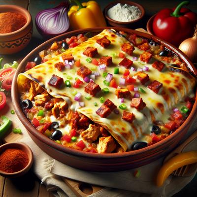 Image of Smoky Chicken and Chorizo Mexican Enchilada Baked Casserole