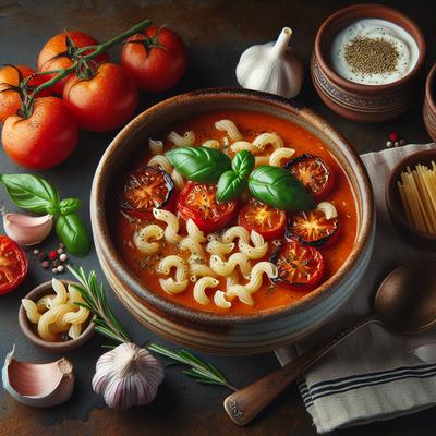 Image of Smoky Roasted Tomato and Pasta Soup