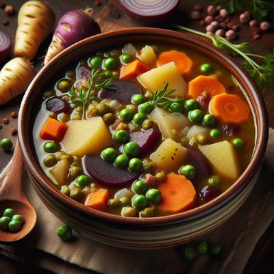 Image of Smoky Split Pea and Root Vegetable Soup