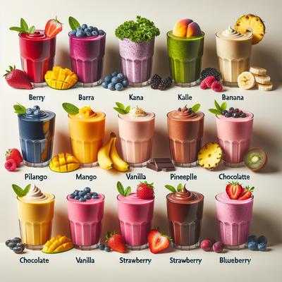 Image of Smoothies with 10 Different Variations