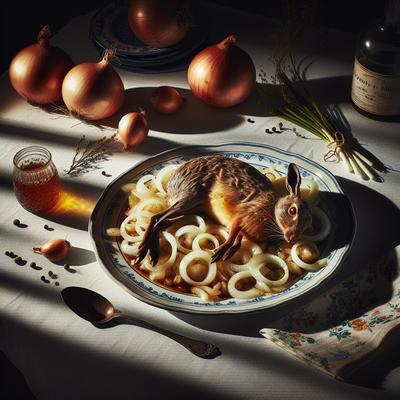 Image of Snowshoe Hare with Onions