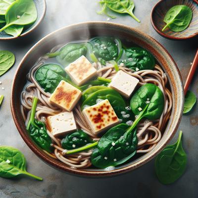 Image of Soba Soup with Spinach and Tofu