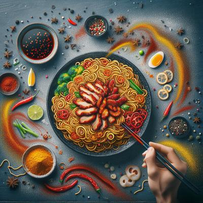 Image of Soft Fried Shanghai Spicy Noodles with Shredded Pork