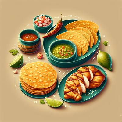 Image of Soft Fried Tortillas with Tomatillo Salsa and Chicken