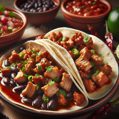 Image of Soft Pork Tacos with Spicy Black Beans