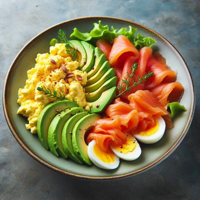 Image of Soft Scrambled Eggs with Smoked Salmon and Avocado