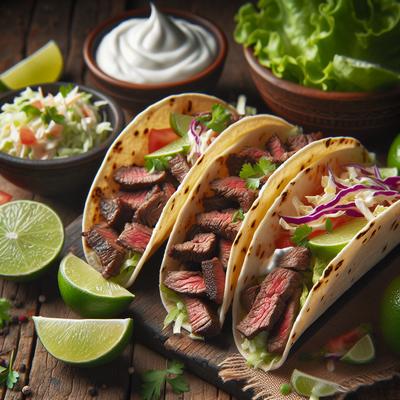 Image of Soft Shell Steak Tacos with Creamy Lime Coleslaw