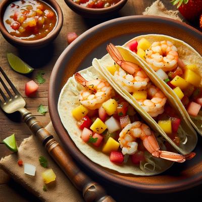 Image of Soft Shrimp Tacos with Tropical Salsa