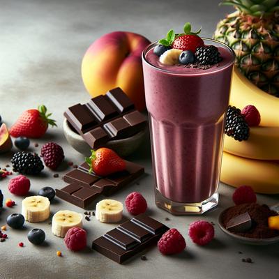 Image of Sommer's Dark Chocolate Banana Berry Smoothie with a Tropical T