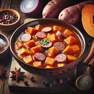 Image of Soothing Sweet Potato and Sausage Soup from Epicurious