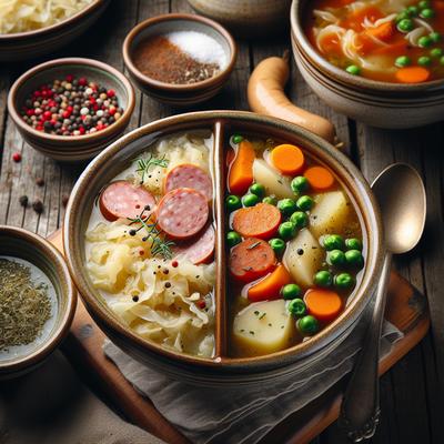 Image of Soup Sauerkraut Soup and Vegetable Soup Combo