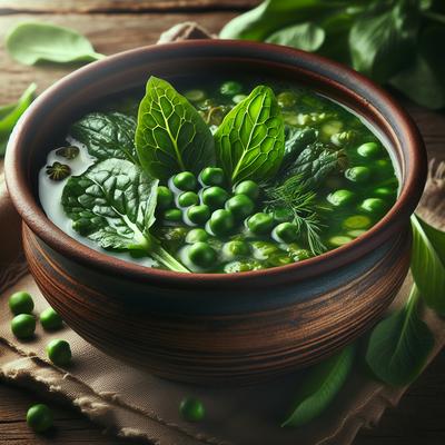 Image of Soupe a L Oseille Et Aux Petits Pois Sorrel and Pea Soup