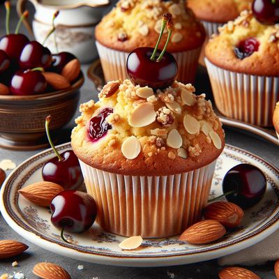 Image of Sour Cherry Muffins with Almond Crumble
