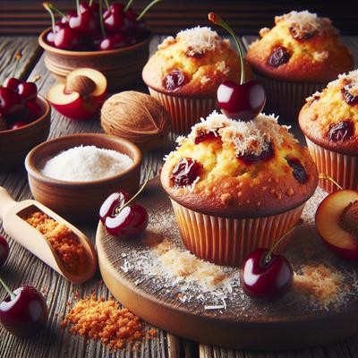 Image of Sour Cherry Muffins with Coconut Streusel