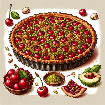Image of Sour Cherry Pie with Pistachio Crumble Topping