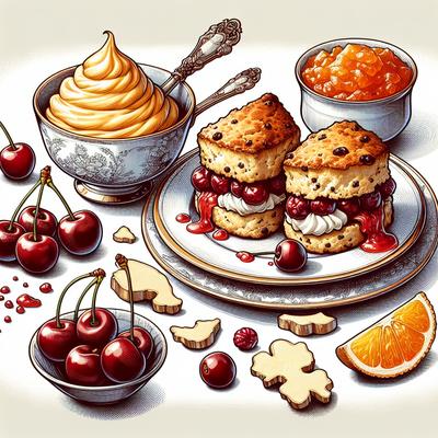 Image of Sour Cherry Scones and Ginger Marmalade Cream