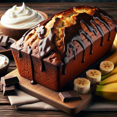 Image of Sour Cream Banana Bread with Chocolate Glaze