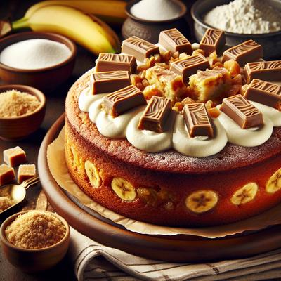 Image of Sour Cream Banana Cake with Toffee Bar Topping