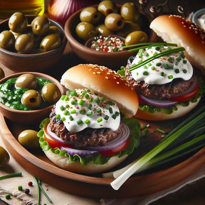 Image of Sour Cream Chive and Olive Burgers