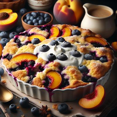 Image of Sour Cream Fresh Blueberry Peach Cobbler