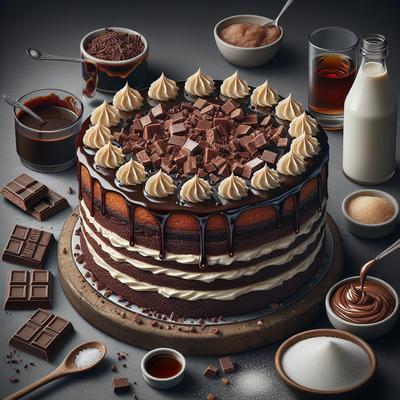 Image of Sour Cream Fudge Layer Cake with Chocolate Rum Frosting