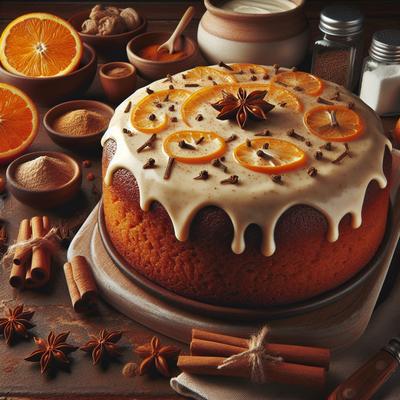 Image of Sour Cream Spice Cake with Orange Clove Cream Cheese Icing