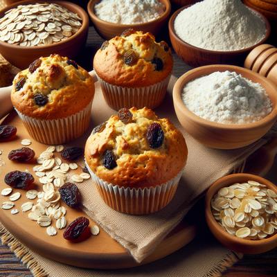 Image of Sourdough Oatmeal Raisin Muffins