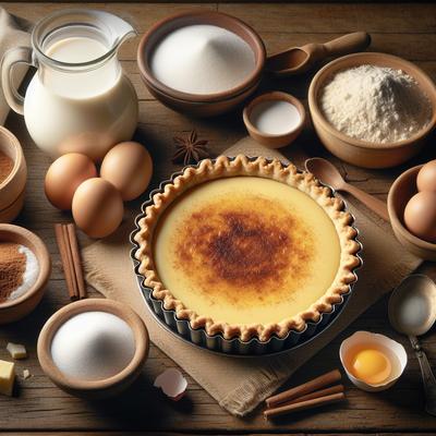 Image of South African Melktert or Milk Tart Custard Pie