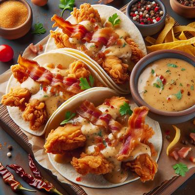 Image of Southern Fried Chicken Tacos with Bacon Gravy