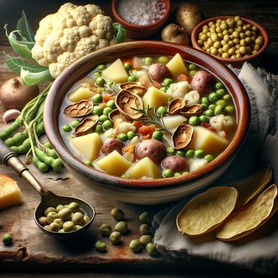 Image of Southern Italian Soup of Dried Favas Potatoes Cauliflower and