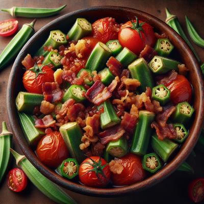 Image of Southern Okra and Tomatoes with Bits of Bacon