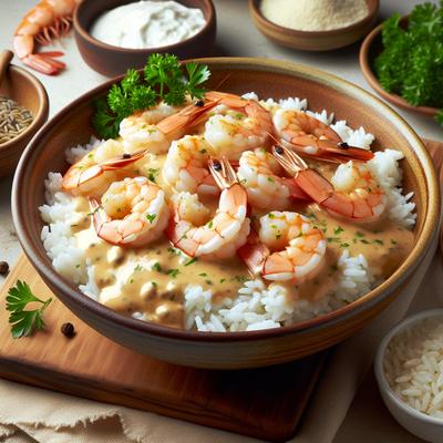 Image of Southern Style Creamy Shrimp Over Rice