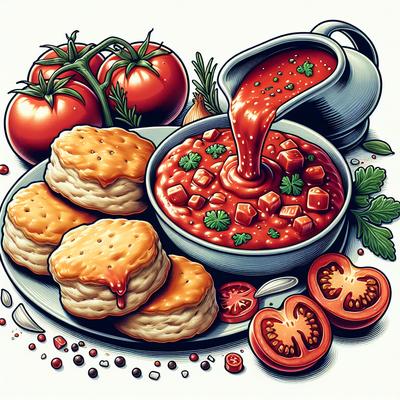 Image of Southern Style Tomato Gravy with Biscuits