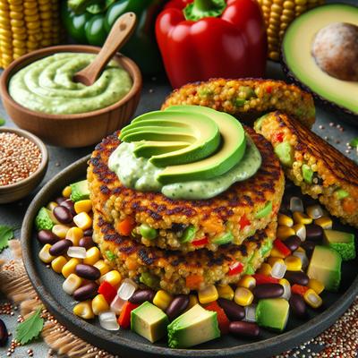 Image of Southwest Quinoa Patties with Avocado Sauce