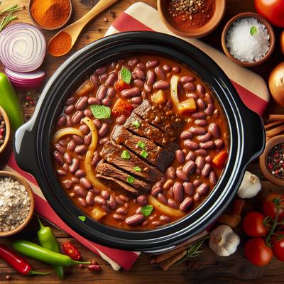 Image of Southwest Steak Beans Crock Pot