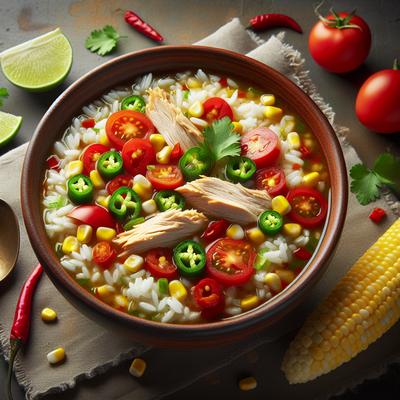 Image of Southwestern Chicken Rice Soup Low Fat and My Way