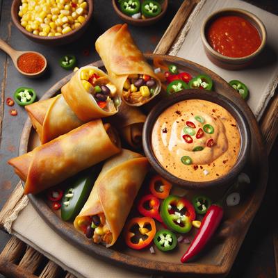 Image of Southwestern Egg Rolls with Chipotle Cream Dip