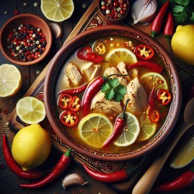 Image of Southwestern Lemon Chicken Soup with Chilies
