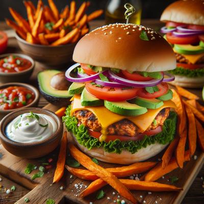Image of Southwestern Turkey Burgers with Sweet Potato Fries