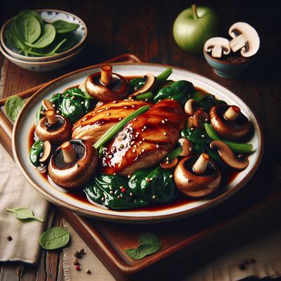 Image of Soy Chicken with Mushrooms Spinach