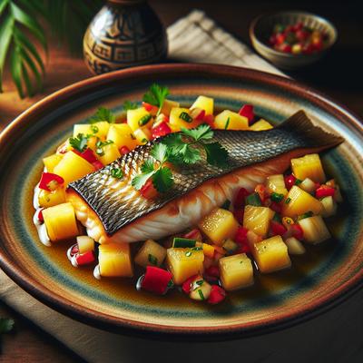 Image of Soy Seared Sea Bass with Pineapple Salsa