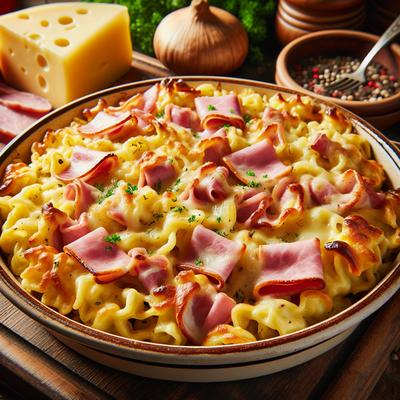 Image of Spaetzle Baked with Ham and Gruyere