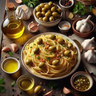 Image of Spaghetti Aglio Burro Ed Olio Con Le Olive