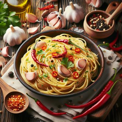 Image of Spaghetti Aglio Olio E Peperoncino Garlic Oil Peppers