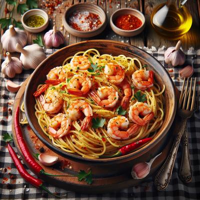 Image of Spaghetti Aglio Olio with Spicy Shrimp
