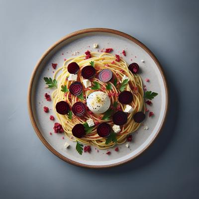 Image of Spaghetti and Beetroot with Goats Cheese