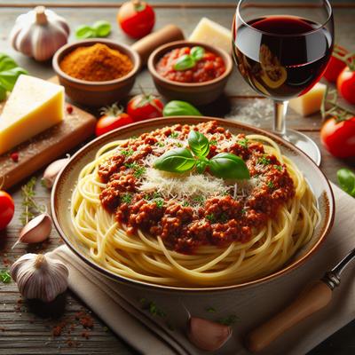 Image of Spaghetti Bolognese with Red Wine