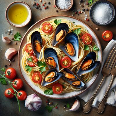 Image of Spaghetti Con Cozze E Pomodoro Mussels and Tomatoes