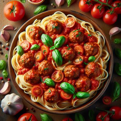 Image of Spaghetti Meatballs with Tomato Basil Sauce